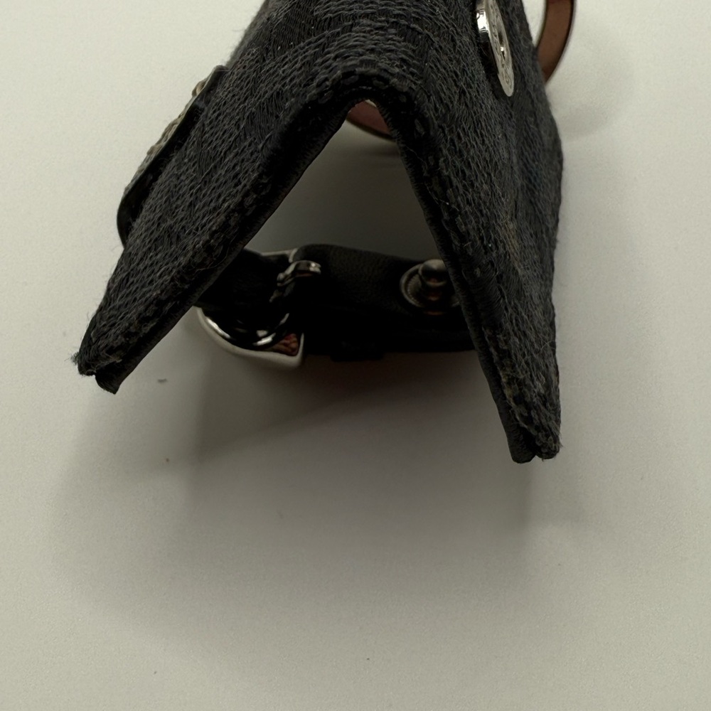 Coach Black Signature Jacquard Keychain Wallet with Silver Buckle - Picture 7 of 7